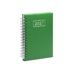 Agenda con anillas y tapa de cuero sintético de tamaño A5 color verde primera vista de uso