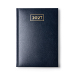 Agenda con tapa de polipiel acolchada y de tamaño tipo B5 color azul marino segunda vista