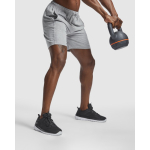 Pantalón corto unisex con cintura elástica 200 g/m2 Roly Direct Sport color azul marino tercera vista de uso