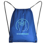 Mochila de cuerdas de poliéster 210D con ojales metálicos color azul real vista detalle 1