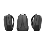 Mochila de poliéster jaspeada con compartimento para PC color negro mate vista detalle 2