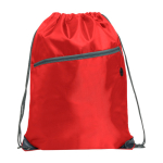 Mochila de cuerdas multiusos con bolsillo con cremallera frontal color rojo segunda vista