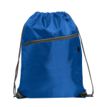 Mochila de cuerdas multiusos con bolsillo con cremallera frontal color azul real primera vista de uso