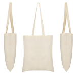 Bolsa de algodón natural con asa larga 140 g/m2 vista detalle 3