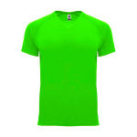 Camiseta técnica manga corta tejido control dry 135 g/m2 Roly Direct Bahrain color verde fluorescente segunda vista