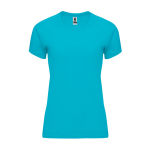 Camiseta técnica entallada de poliéster para mujer 135 g/m2 Roly Direct Bahrain color turquesa segunda vista