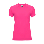 Camiseta técnica entallada de poliéster para mujer 135 g/m2 Roly Direct Bahrain color rosa fluorescente segunda vista