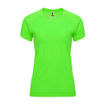 Camiseta técnica entallada de poliéster para mujer 135 g/m2 Roly Direct Bahrain color verde fluorescente segunda vista