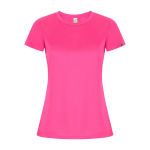Camiseta técnica de poliéster reciclado para mujer 135 g/m2 Roly Direct Imola color rosa fluorescente segunda vista