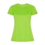 Camiseta técnica de poliéster reciclado para mujer 135 g/m2 Roly Direct Imola color verde fluorescente segunda vista