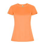 Camiseta técnica de poliéster reciclado para mujer 135 g/m2 Roly Direct Imola color naranja fluorescente segunda vista