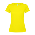 Camiseta técnica de poliéster reciclado para mujer 125 g/m2 Roly Direct Estoril color amarillo fluorescente segunda vista