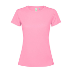 Camiseta técnica de poliéster reciclado para mujer 125 g/m2 Roly Direct Estoril color rosa pastel segunda vista