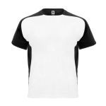 Camiseta técnica de poliéster con manga ranglán 140 g/m2 Roly Direct Bugatti color blanco/negro segunda vista