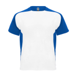 Camiseta técnica de poliéster con manga ranglán 140 g/m2 Roly Direct Bugatti color blanco/azul segunda vista