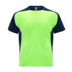 Camiseta técnica de poliéster con manga ranglán 140 g/m2 Roly Direct Bugatti color verde fluorescente segunda vista