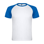 Camiseta sport de poliéster en doble color 140 g/m2 Roly Direct Indianapolis color blanco/azul segunda vista