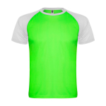 Camiseta sport de poliéster en doble color 140 g/m2 Roly Direct Indianapolis color verde fluorescente segunda vista