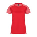 Camiseta técnica poliéster de mujer en doble color 135 g/m2 Roly Direct Zolder color rojo segunda vista