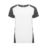 Camiseta técnica poliéster de mujer en doble color 135 g/m2 Roly Direct Zolder color blanco segunda vista
