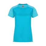 Camiseta técnica poliéster de mujer en doble color 135 g/m2 Roly Direct Zolder color turquesa segunda vista