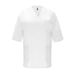 Casaca unisex de poliéster y algodón en manga corta 160 g/m2 Roly Panacea color blanco segunda vista