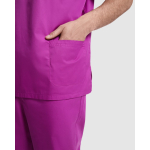 Casaca unisex de poliéster y algodón en manga corta 160 g/m2 Roly Panacea color violeta vista detalle 1