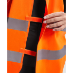Chaleco alta visibilidad con cintas reflectantes y cierre de velcro Roly Sirio color naranja fluorescente vista detalle 1