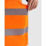 Chaleco alta visibilidad con cintas reflectantes y cierre de velcro Roly Sirio color naranja fluorescente vista detalle 2