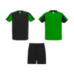 Conjunto sport unisex con 2 camisetas y 1 pantalón 140 g/m2 Roly Direct Juve color verde segunda vista