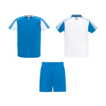 Conjunto sport unisex con 2 camisetas y 1 pantalón 140 g/m2 Roly Direct Juve color blanco/azul segunda vista