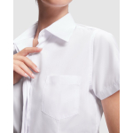 Camisa laboral para horeca de manga corta de poliéster 130 g/m2 Roly Sofia color blanco vista detalle 2