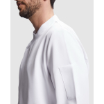 Chaqueta laboral para cocina de manga larga de poliéster 150 g/m2 Roly Dabiz color blanco vista detalle 1