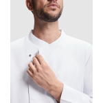 Chaqueta laboral para cocina de manga larga de poliéster 150 g/m2 Roly Dabiz color blanco vista detalle 2