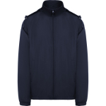 Cortavientos con capucha y bolsillo trasero con cierre de velcro Roly Direct Makalu color azul marino segunda vista