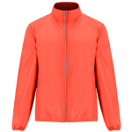 Chaqueta cortavientos unisex de poliéster en tejido técnico ligero 70 g/m2 Roly Direct Glasgow color coral primera vista de uso