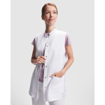 Bata para mujer de poliéster con cierre central 130 g/m2 Roly Aldany color blanco primera vista de uso
