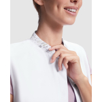 Bata para mujer de poliéster con cierre central 130 g/m2 Roly Aldany color blanco vista detalle 2