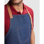 Delantal laboral largo para horeca en algodón 250 g/m2 Roly Batali color azul vaquero vista detalle 1
