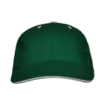 Gorra de algodón de 6 paneles con cierre de velcro trasero color verde botella segunda vista