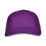 Gorra de algodón de 6 paneles con cierre de velcro trasero color violeta segunda vista