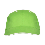Gorra de algodón de 6 paneles con cierre de velcro trasero color verde claro segunda vista