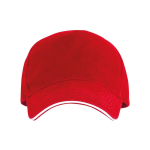 Gorra de 5 paneles con visera a contraste de algodón 170 g/m2 color rojo segunda vista