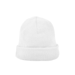 Gorro de punto acrílico con doble vuelta inferior 320 g/m2 color blanco segunda vista