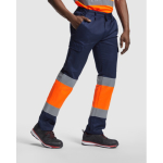 Pantalón laboral alta visibilidad con bolsillos 200 g/m2 Roly Naos color naranja fluorescente tercera vista de uso