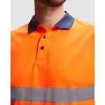 Polo laboral de alta visibilidad de poliéster 170 g/m2 Roly Polaris color naranja fluorescente vista detalle 1