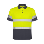 Polo laboral de alta visibilidad de poliéster 170 g/m2 Roly Polaris color gris topo segunda vista