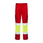 Pantalón laboral de alta visibilidad 250 g/m2 Roly Daily Stretch HV color rojo segunda vista