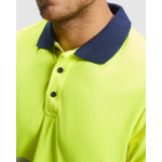 Polo laboral técnico alta visibilidad de poliéster 170 g/m2 Roly Vega color amarillo fluorescente vista detalle 1