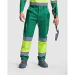 Pantalón laboral largo multibolsillos visibilidad 235 g/m2 Roly Enix color verde primera vista de uso